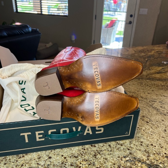 Tecovas | LE! The Annie Eagle 🦅 🇺🇸 Barn Red Cowhide | Genuine Ostrich | 11B - Picture 4 of 16